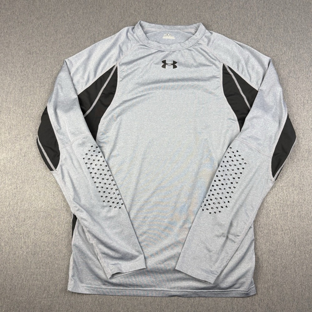 Under Armour Mens Medium Hockey Shirt Blue Base Layer Long Sleeve